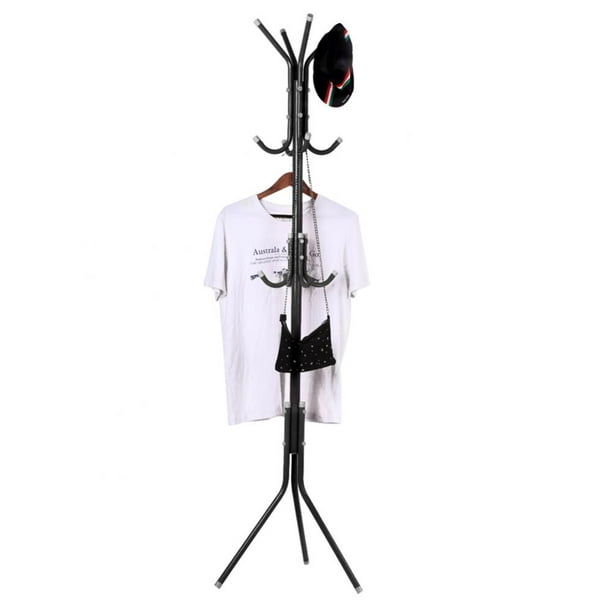 12 Hook Coat Rack Stand Hat Clothes Hanger 3-Tier Metal Tree Style Storage Shelf